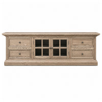 Hamptons Halifax TV Entertainment Unit with 4 Drawers Glass Doors Storage 180cm