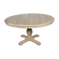 New England Hamptons Round Dining Table with Dentil Molding in Natural Ash Pedestal Base 150cm-190cm