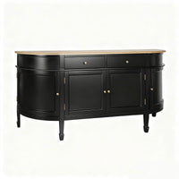 Hamptons Coastal Curve Ash Top Sideboard Buffet & Two Drawers Console Cabinet
