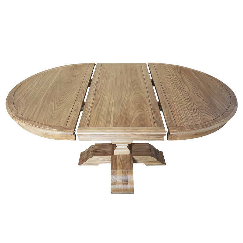 French Provincial Farmhouse Extendable Round Pedestal Dining Table