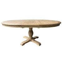 Hamptons Round Dining Table with Dentil Molding in Natural Ash Pedestal Base150cm-190cm