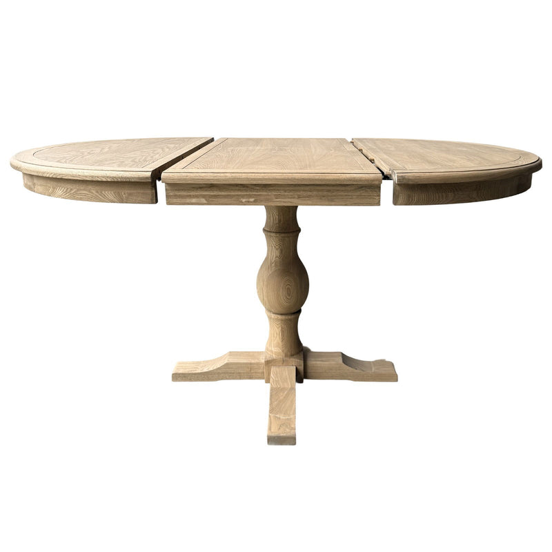 French Provincial Pedestal Round 100-150cm Extendable Dining Table NATURAL ASH 4–6 Seater