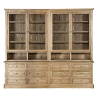 Hamptons Halifax 2 Glass Door 6 Drawer Kitchen Cabinet