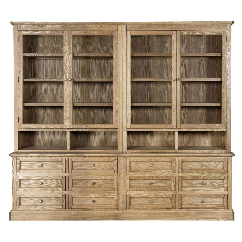 Hamptons Halifax 2 Glass Door 6 Drawer Kitchen Cabinet