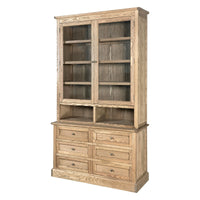 Hamptons Halifax 2 Glass Door 6 Drawer Kitchen Cabinet