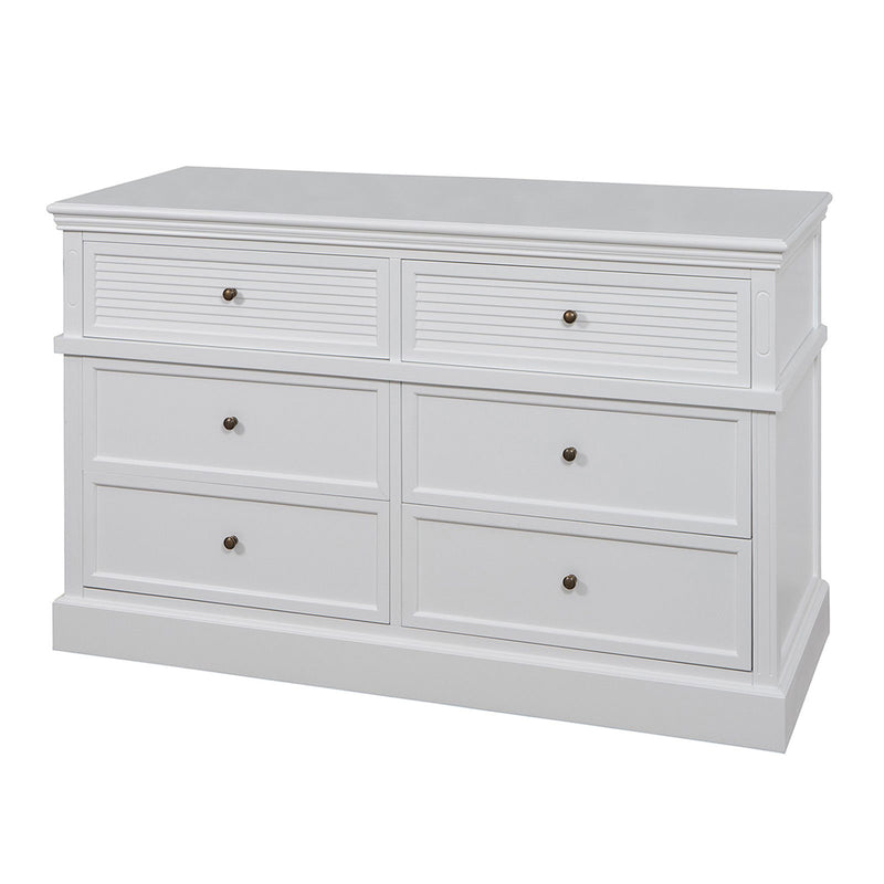 Hamptons Coastal Seaside 6 Drawer Chest Tallboy Cabinet