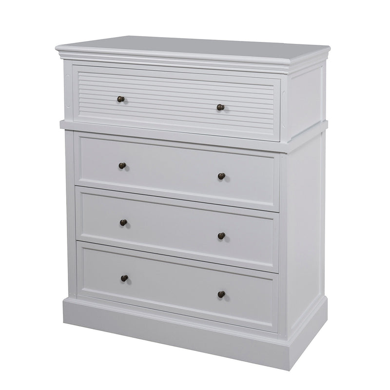 Hamptons Coastal Seaside 4 Drawer Chest Tallboy Cabinet