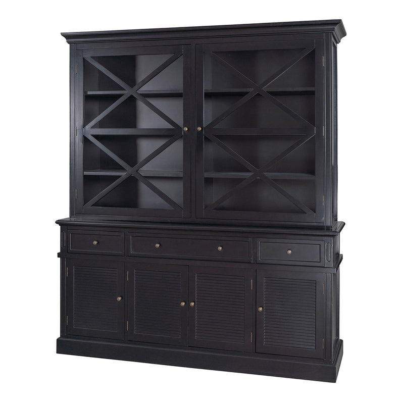 Hamptons Coastal Seaside Glass Hutch Cabinet and Buffet