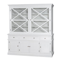 Hamptons Coastal Seaside Glass Hutch Cabinet and Buffet