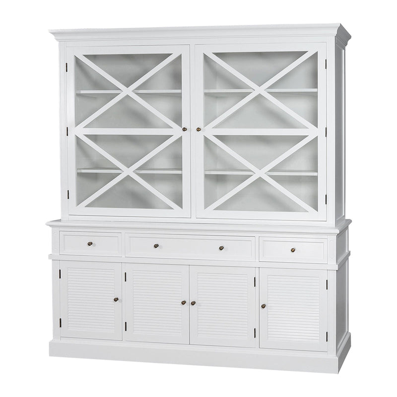 Hamptons Coastal Seaside Glass Hutch Cabinet and Buffet