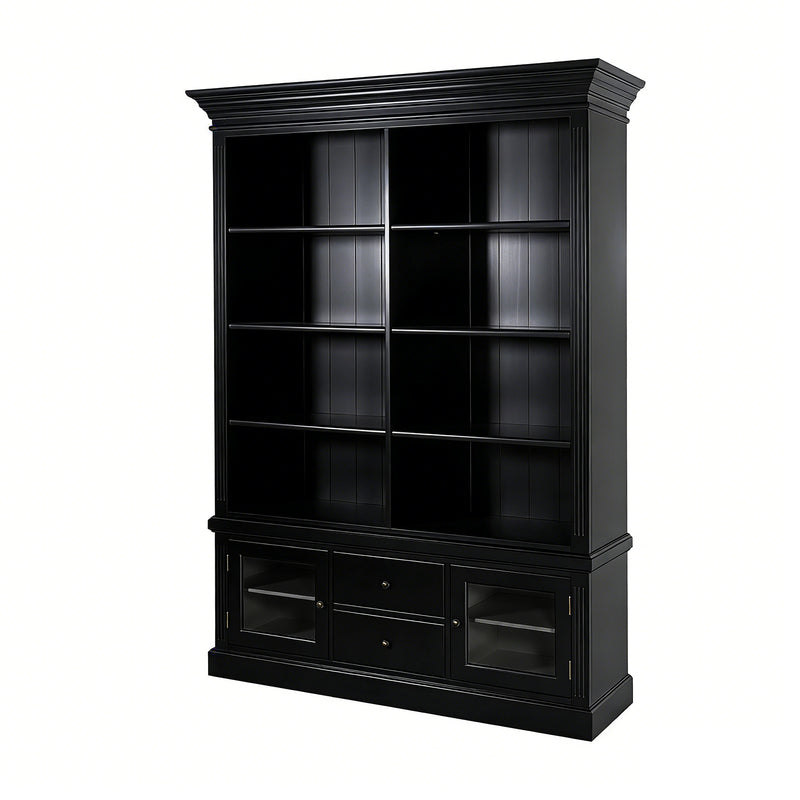 Hamptons Library Display Bookcase Cabinet with 2 Drawer