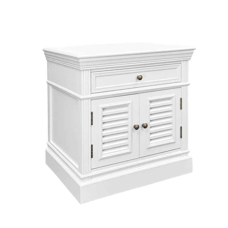 (Factory Second) Hamptons Classic 1 Drawer Bedside Table with Louvered Doors