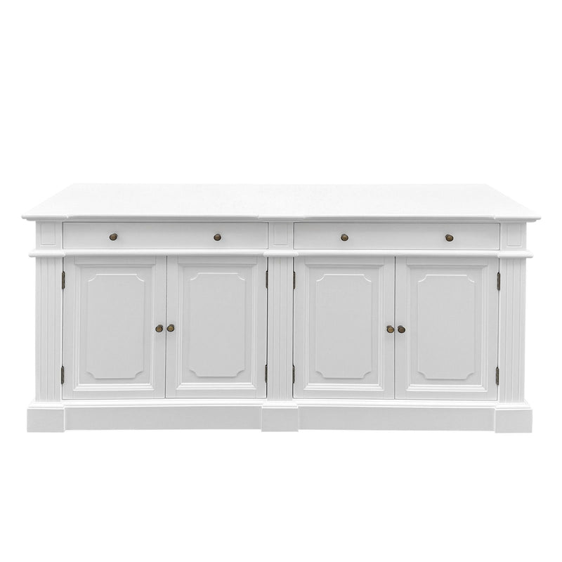 Harbourline Classic Hamptons Panelled Sideboard Buffet & Console Cabinet with 4 Doors & 2 Drawers