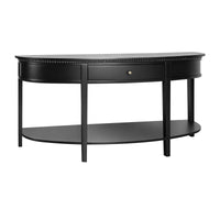 Hamptons Coastal Half-Moon Curve Hallway Console Table Dentil Molding Design