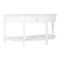 Hamptons Coastal Half-Moon Curve Hallway Console Table Dentil Molding Design