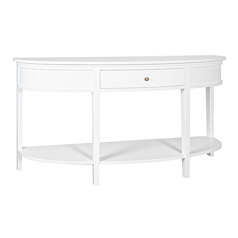 Hamptons Coastal Half-Moon Curve Hallway Console Table Dentil Molding Design