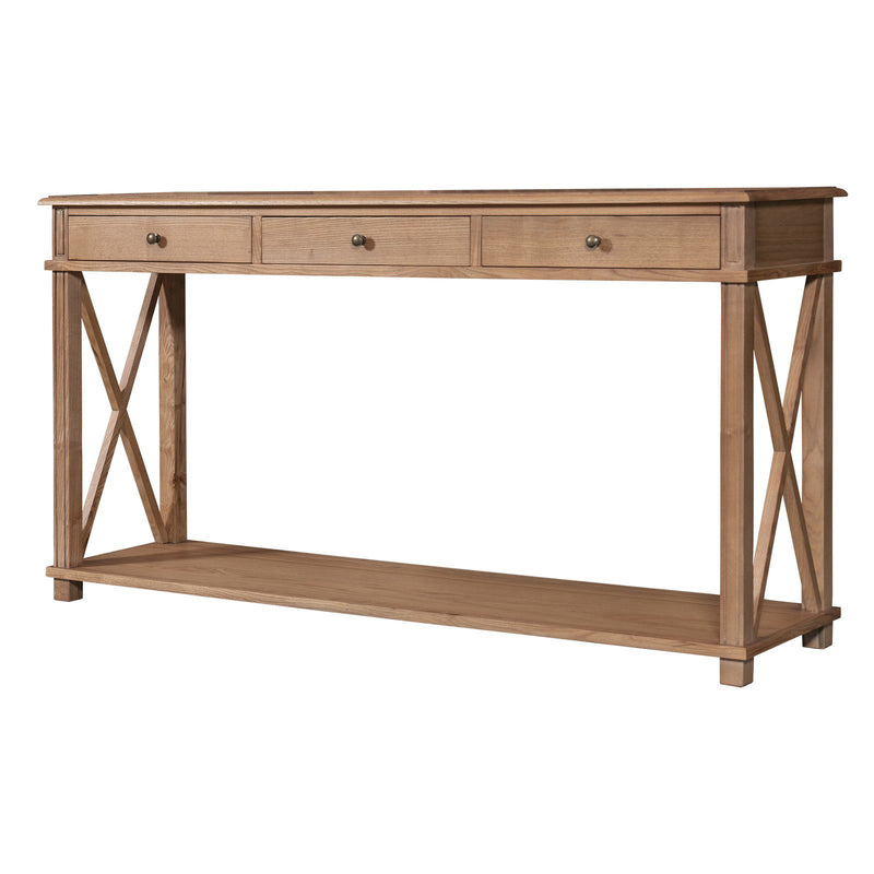 Hamptons Halifax Side Cross 3 Drawer Console Hall Table