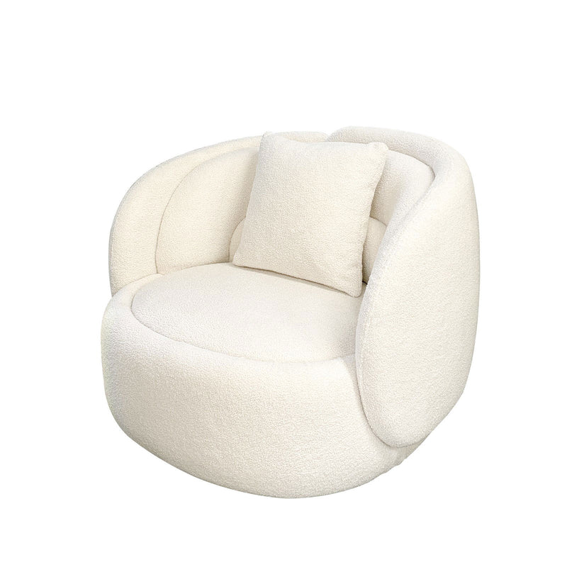 Tulip Blossom Boucle Swivel Lounge Armchair