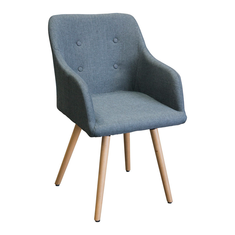 Set of 2 Upholstered Modern Fabric Dining Arm Chairs Grey
