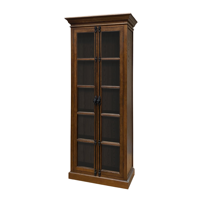 (Factory second)French Provincial Casement Double Door Glass Display Cabinet Bookcase
