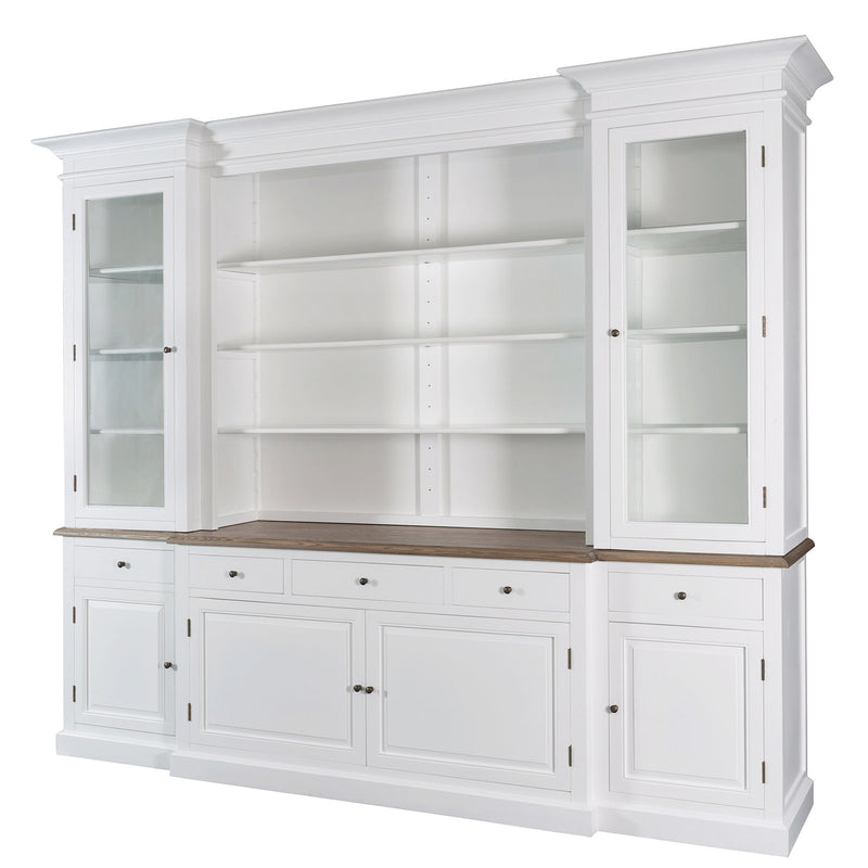 Hamptons Sorrento Buffet Sideboard Glass Hutch Open Bookcase