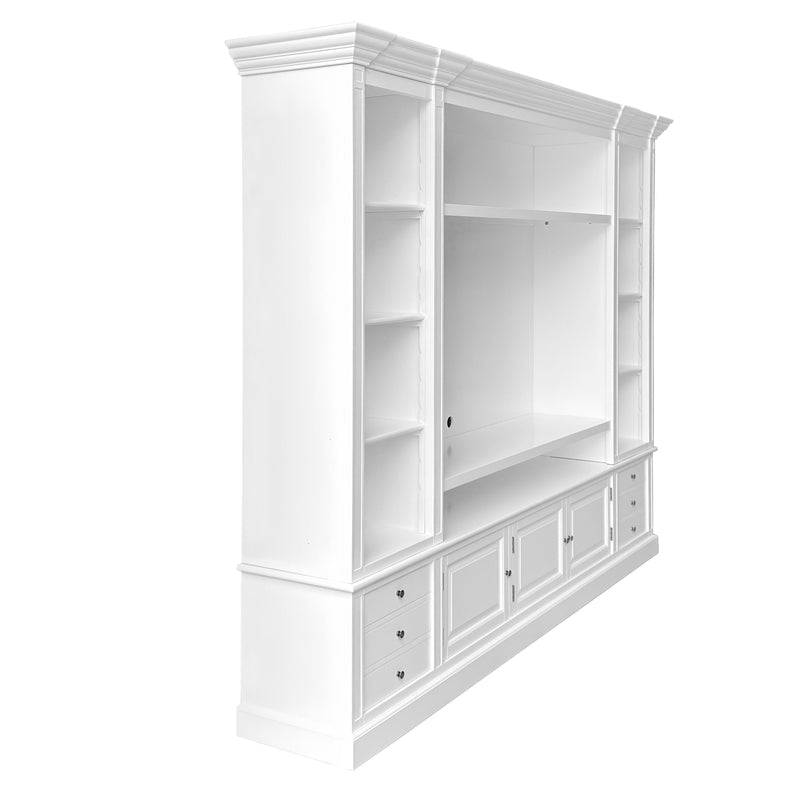 Hamptons Coastal White Entertainment Unit Cabinet with Optional Solid Hardwood Upgrade