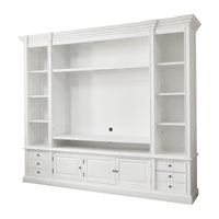 Hamptons Coastal White Entertainment Unit Cabinet with Optional Solid Hardwood Upgrade