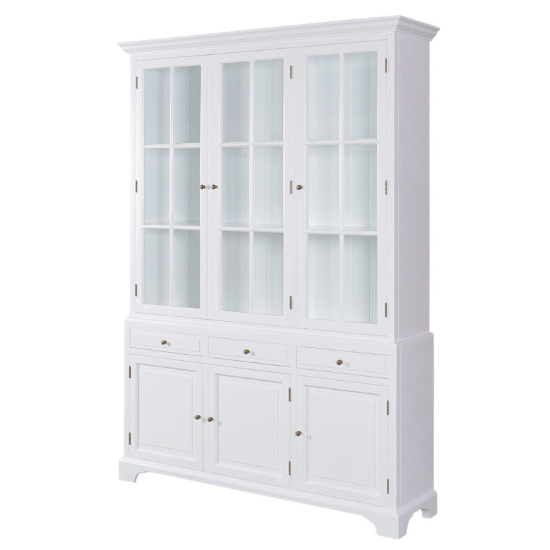 Hamptons Coastal Buffet and Hutch Glass Display Cabinet Bookcase