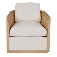 Hamptons Coastal Brighton Linen and Rattan Curved Back Armchair