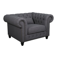 French Provincial Chesterfield Cameron Upholstered Single Lounge Armchair Sofa