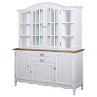 French Provincial Louis Glass Display Buffet and Hutch Kitchen Dresser Cabinet