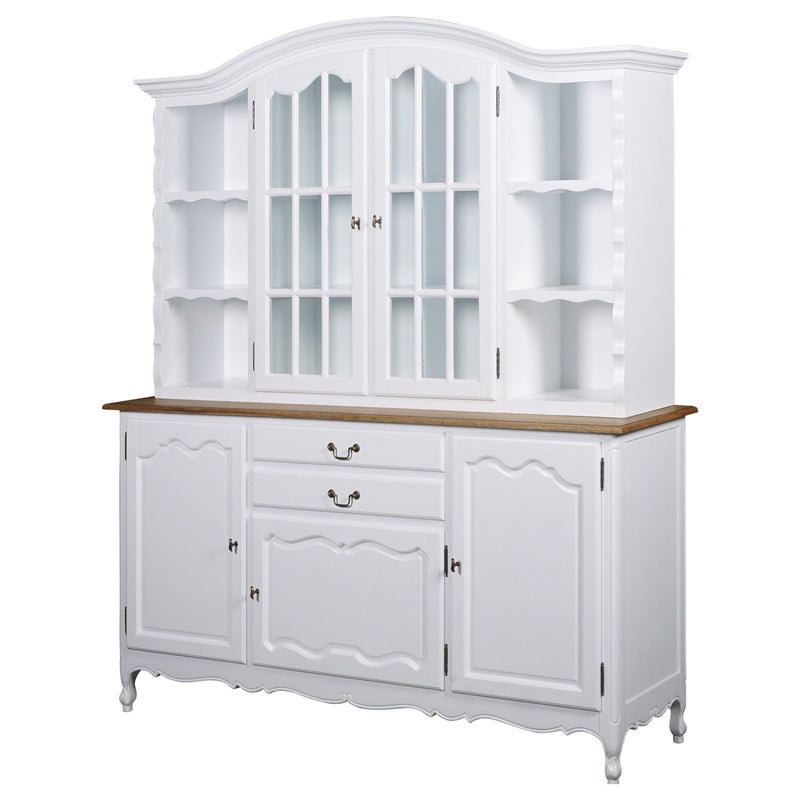 French Provincial Louis Glass Display Buffet and Hutch Kitchen Dresser Cabinet