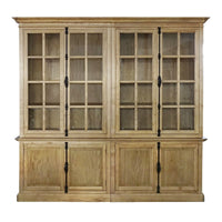French Provincial Casement Double Glass Door Display Buffet and Hutch Cabinet Bookcase