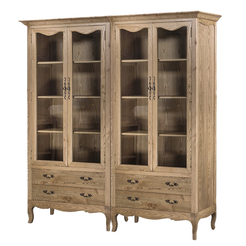 French Provincial Display Cabinet & Bookcase Natural Ash/ Modular Design
