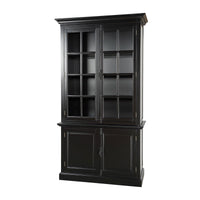 French Provincial Casement Double Glass Door Display Buffet and Hutch Cabinet Bookcase