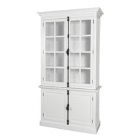 French Provincial Casement Double Glass Door Display Buffet and Hutch Cabinet Bookcase