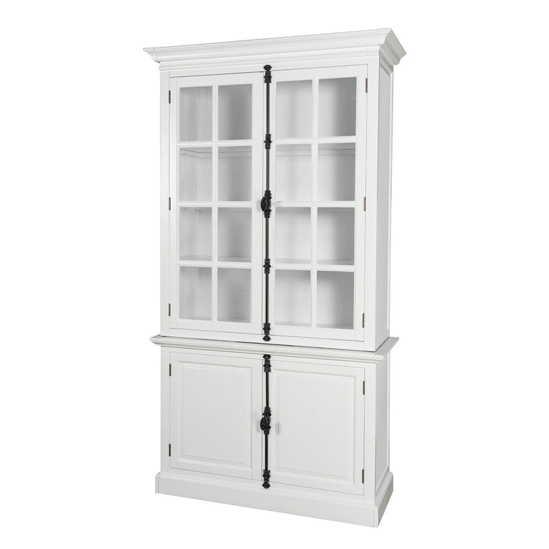 French Provincial Casement Double Glass Door Display Buffet and Hutch Cabinet Bookcase