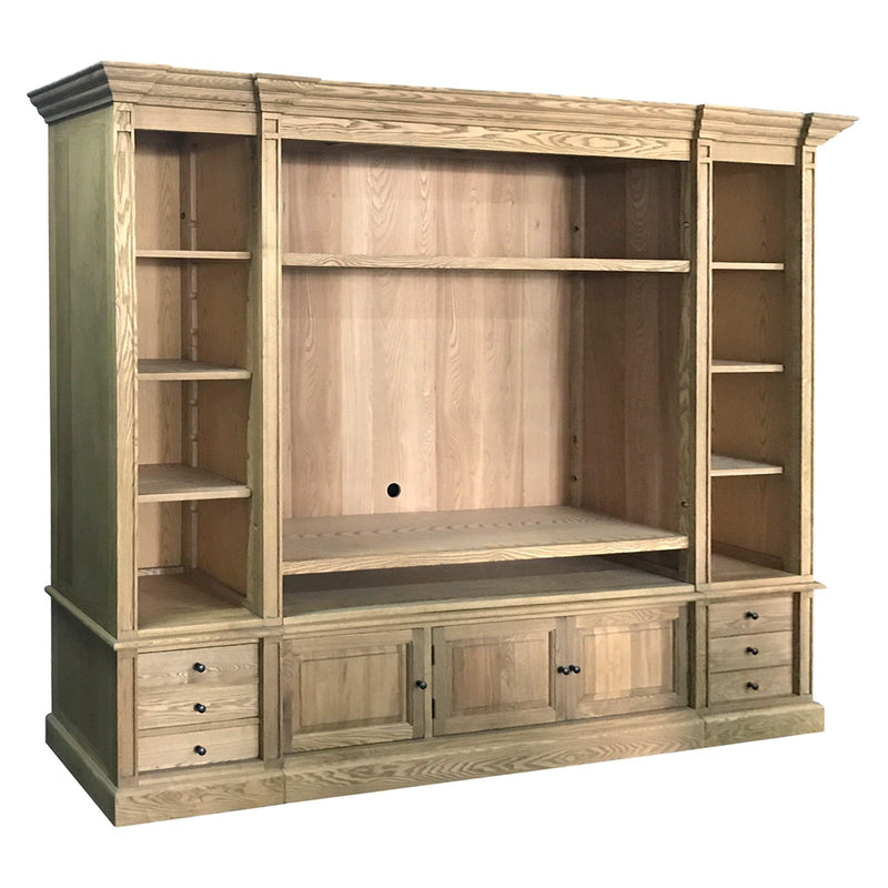 Hamptons Coastal Natural TV Entertainment Wall Unit Cabinet