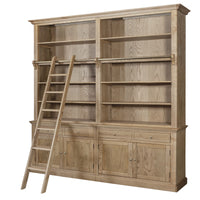 Hamptons Halifax Open Extendable Bookcase with Ladder 250-368cm