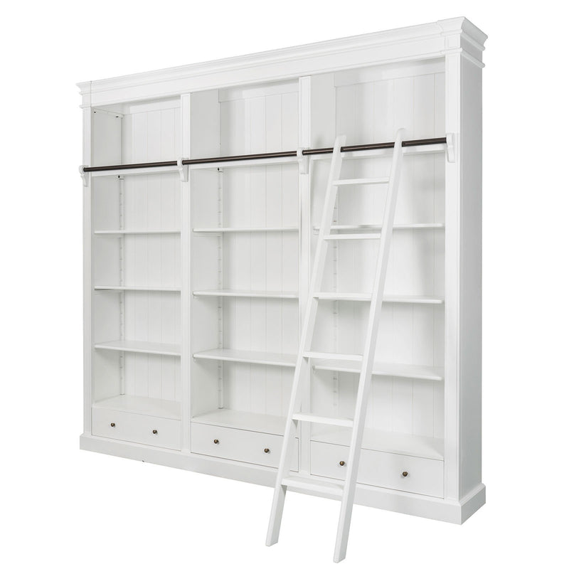 Hamptons Halifax Open Library Bookcase with Ladder