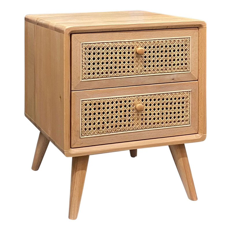 Contemporary Modern Scandinavian Nordic Rattan Bedside Table