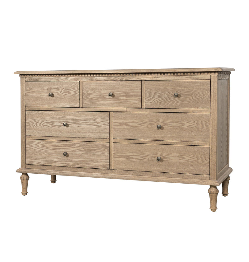 Hamptons Heritage 7 -Drawer Tallboy Dresser with Classic Turned Legs and Dentil Molding Design