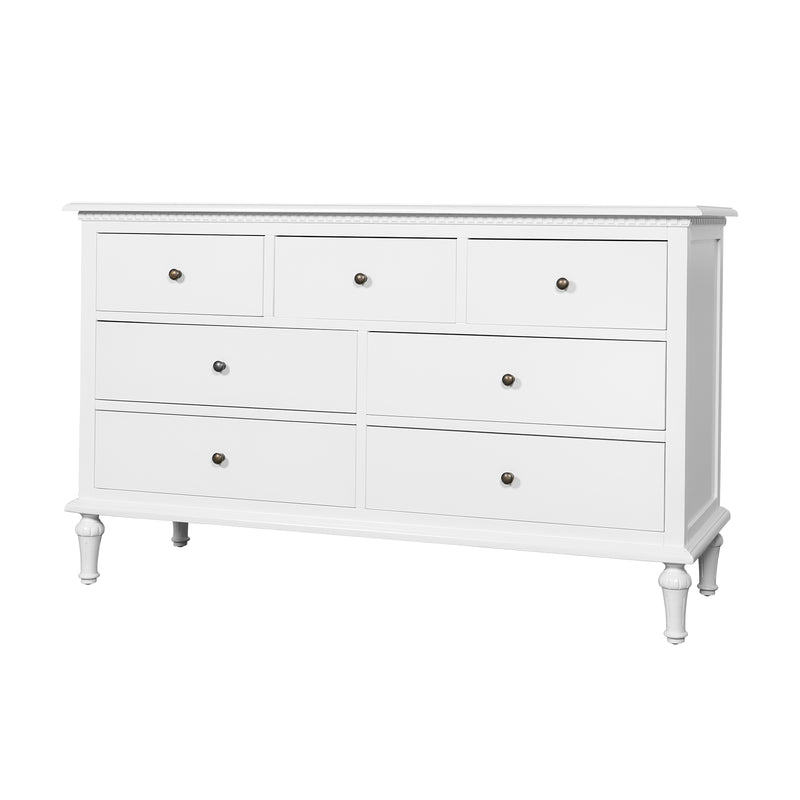 Hamptons Heritage 7 -Drawer Tallboy Dresser with Classic Turned Legs and Dentil Molding Design