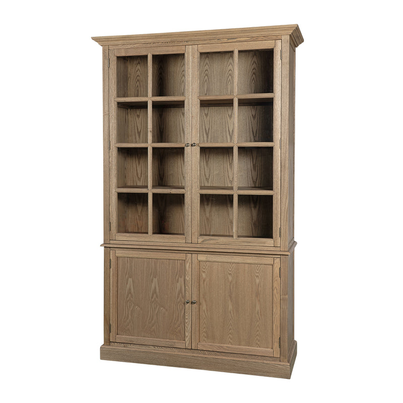 Hamptons Coastal Hutch Glass Display Cabinet Bookcase and Buffet Cupboard