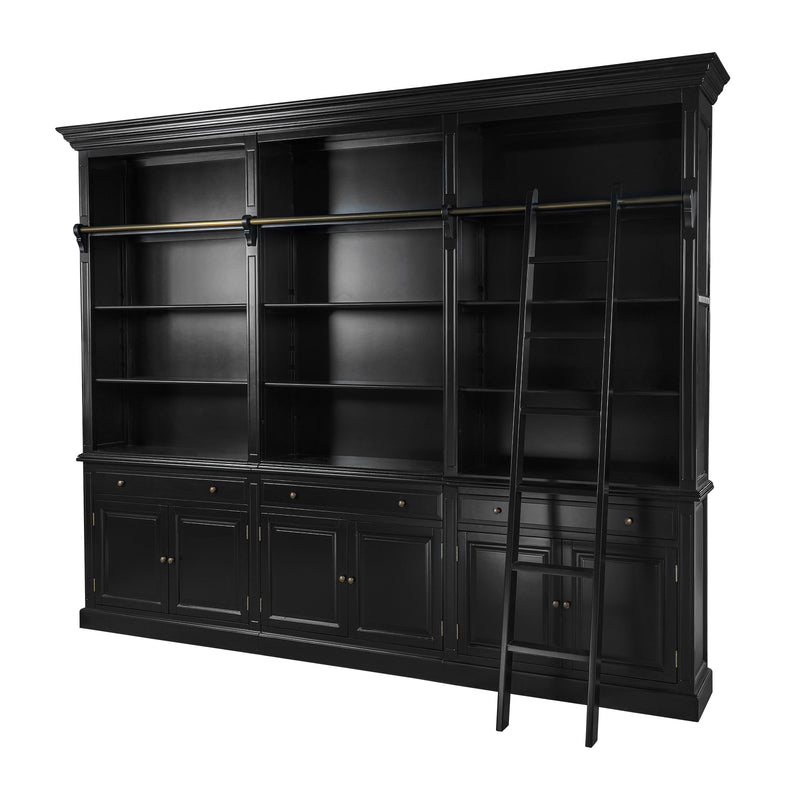 Hamptons Halifax 3 Bay Buffet and Hutch Bookcase with Ladder