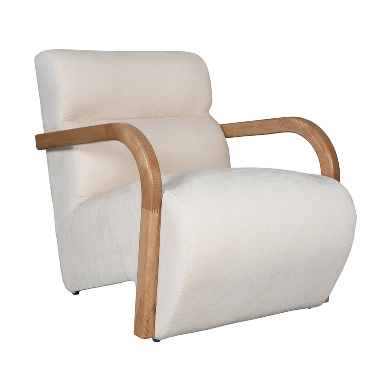 The Mosaic Bouclé Lounge Armchair with Black / Natural Frame in French Mist Grey / Toasted Oatmeal / Butter Cream