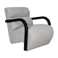The Mosaic Bouclé Lounge Armchair with Black / Natural Frame in French Mist Grey / Toasted Oatmeal / Butter Cream