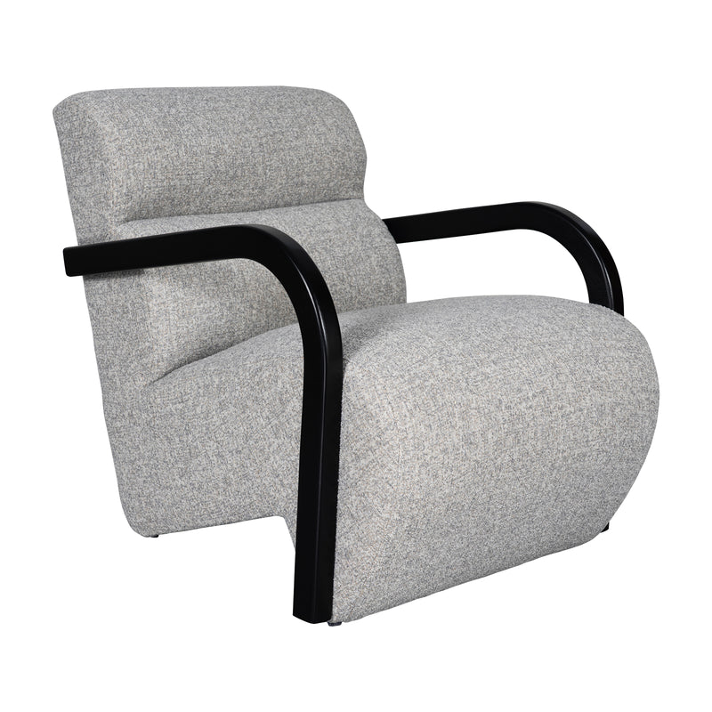 The Mosaic Bouclé Lounge Armchair with Black / Natural Frame in French Mist Grey / Toasted Oatmeal / Butter Cream