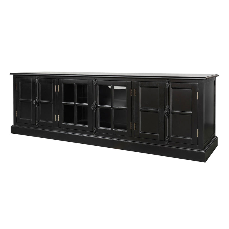 French Provincial Rustic Charm Glass-Door TV Entertainment Unit