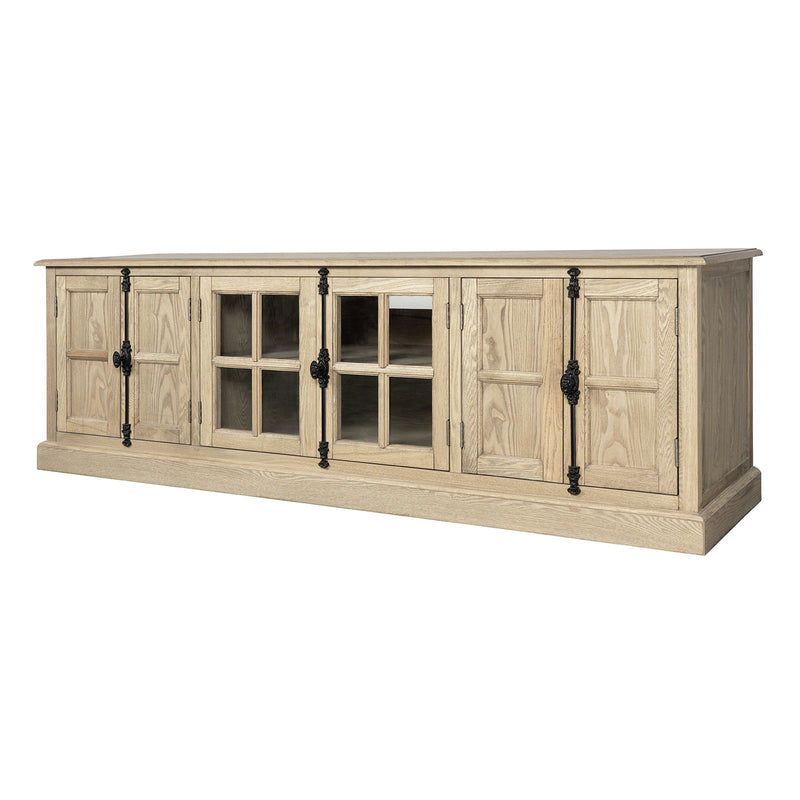 French Provincial Rustic Charm Glass-Door TV Entertainment Unit